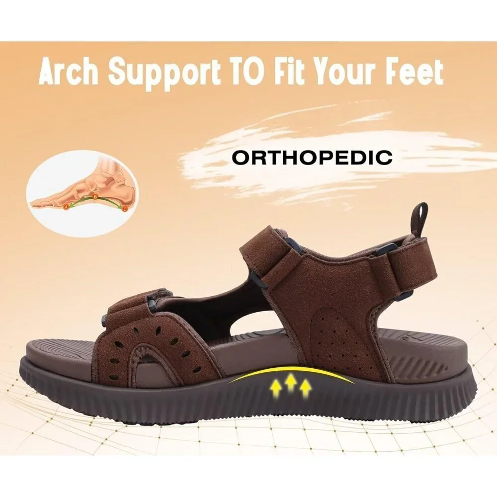 Casual Hiking Sandals Men's Dark Brown Athletic Sports Walking Fisherman Shoes